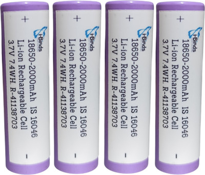 I-Birds Enterprises 18650 Rechargeable  3.7V Batteries 2000mAh Flat Top   Battery(Pack of 4)