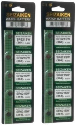 MICROUSB SEIZAIKEN 364 1.55V SR621SW Silver Oxide   Battery(Pack of 10)