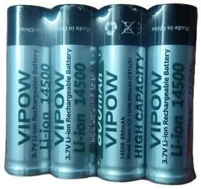 MICROUSB VIPOW ICR14500 800mAh 3.7V Lithium   Battery(Pack of 4)