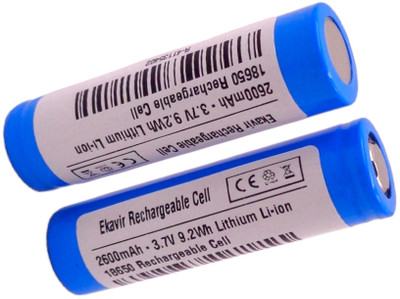 Ekavir 18650 battery 2600mAh 3.6V 18650 rechargeable battery lithium cell  Battery(Pack of 2)
