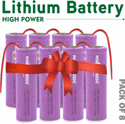 Pick Ur Needs 2000mAh 3.7V 18650 Lithium Li-ion  with Wired, 65x18mm  Battery(Pack of 8)