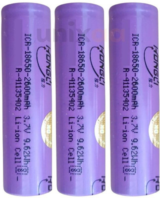 UNIXAA 18650 3.7V Rechargeable Lithium Li-ion 2600mAh   Battery(Pack of 3)