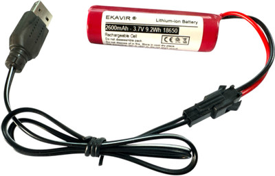 Ekavir 2600 mAh 3.7V Lihtuim with BMS Protection and USB Charger Cable  Battery