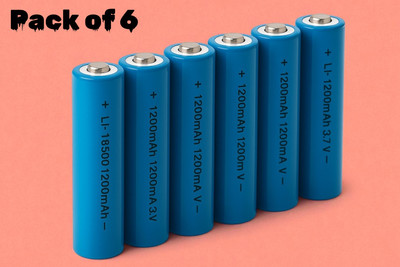 Shamsa X84 Rechargeable 18650 Lithium  3.7V 1200mAh – Multi-Device Use  Battery(Pack of 6)