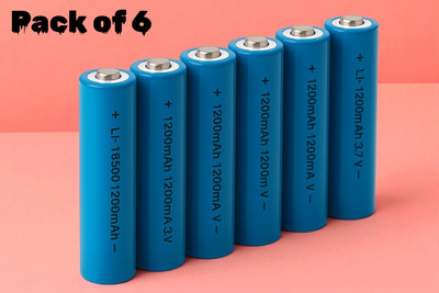 Shamsa X114 Rechargeable 18650 Lithium  3.7V 1200mAh – Multi-Device Use  Battery(Pack of 6)