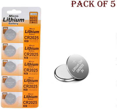 AMUSING Micro Lithium CR2025 Button Cell 3v Computer Motherboard CMOS Cell   Battery(Pack of 5)