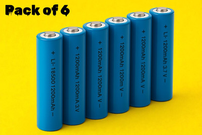Shamsa X54 Rechargeable 18650 Lithium  3.7V 1200mAh – Multi-Device Use  Battery(Pack of 6)
