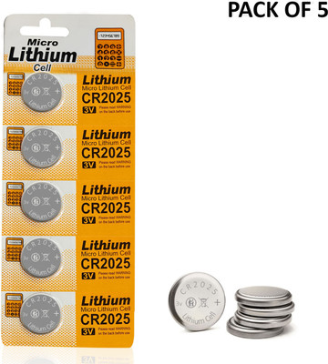 Wanzhow Micro Lithium CR2025 Button Cell 3v Computer Motherboard Lithium   Battery(Pack of 5)