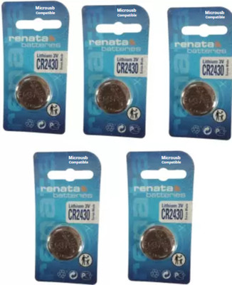 MICROUSB Renata CR2430 3V Lithium Button Coin Cell CR2430   Battery(Pack of 5)