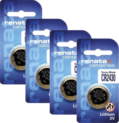 DawnRays Original Renata Batteries Cr 2430 3V Swiss Made Lithium  Coin Cell  Battery(Pack of 4)