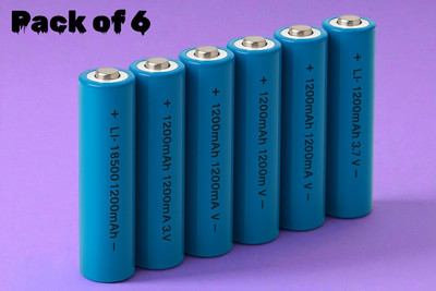 Ziddjeet X136 18663 3.7V Lithium Rechargeable  – Compact & Long Lasting  Battery(Pack of 6)