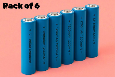 Stybits X104 Rechargeable 18650 Lithium  3.7V 1200mAh – Multi-Device Use  Battery(Pack of 6)