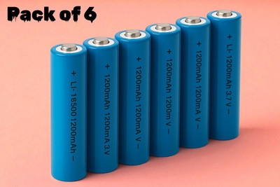 Ziddjeet X112 (3.7V) 18650 Lithium-ion  1200mAh – High Performance, Fast Recharge  Battery(Pack of 6)