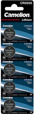 Camelion CR-2025 3V Lithium Coin  Used in Car Keys, Calculators, Remote Controls  Battery(Pack of 5)