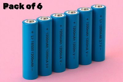 Shamsa X43 18654 Li-ion  3.7V 1200mAh – Durable, Long Cycle Life  Battery(Pack of 6)
