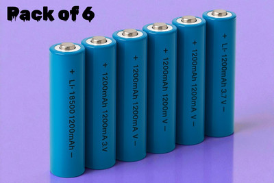 Ziddjeet X164 Rechargeable 18650 Lithium  3.7V 1200mAh – Multi-Device Use  Battery(Pack of 6)