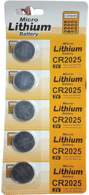 Wanzhow Lithium CR2025 3V Coin Cell Used for Calculators Digital watches Bike & Car Keys  Battery(Pack of 5)
