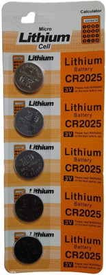 Wanzhow Lithium Cell CR2025 3V Coin Cell For CMOS Electronics Calculator Watch Remotes  Battery(Pack of 5)