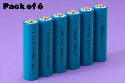 3BAAN X122 (3.7V) 18650 Lithium-ion  1200mAh – High Performance, Fast Recharge  Battery(Pack of 6)