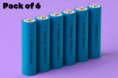 Stybits X158 3.7V 18650 Lithium  – High Energy Density, Long Backup  Battery(Pack of 6)