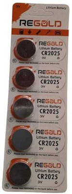 MICROUSB Regold Cell 3V CR2025 Lithium Coin Button CR2025   Battery(Pack of 5)