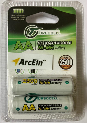 ArcEin 1.2V 2500mAh AA Ni-MH Rechargeable battery for remote control,electric toys,etc  Battery(Pack of 2)