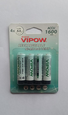 MICROUSB Vipow ACCU 1.2V 1600mAh AA Rechargeable NI-MH   Battery(Pack of 4)