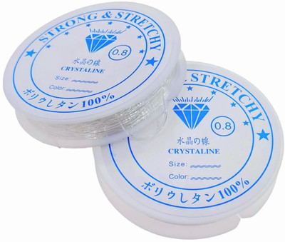 DEZIINE 10PCS Clear White Elastic Crystal Thread String Cord for Thread Jewelry Making White Beading Wire(Diameter :  0.8 mm)