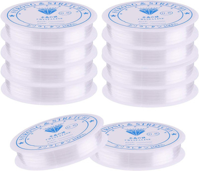 KRYTONE 10PCS Clear White Elastic Crystal Thread String Cord for Thread Jewelry Making White Beading Wire(Diameter :  0.8 mm)
