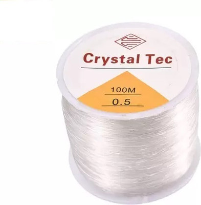 Rarehaunt Crystal Elastic Transparent Thread Beading Jewellery Craft 0.5 mm- 100 M -1 Roll White Beading Wire(Diameter :  1 mm)