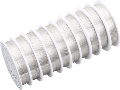 KRAFTMASTERS 10 Pcs Silver Beading Wire Craft Beads Rope for Jewelry Making Silver Beading Wire(Diameter :  0.4 mm)