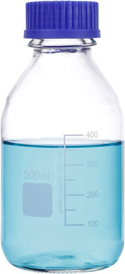 Salco 500ml Round Reagent Media Glass Bottle With GL25 Blue Polypropylene Screw Cap Laboratory Dropper Bottle(Borosilicate Glass 500 ml Pack of1)
