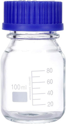 Salco 100ml Round Reagent Media Glass Bottle With GL25 Polypropylene Screw Cap Laboratory Dropper Bottle(Borosilicate Glass 100 ml Pack of2)