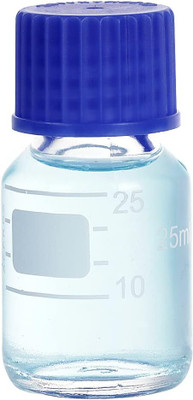 Salco 25ml Round Reagent Media Glass Bottle With GL25 Blue Polypropylene Screw Cap Laboratory Dropper Bottle(Borosilicate Glass 25 ml Pack of1)