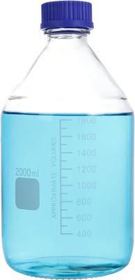 Salco 2000ml Round Reagent Media Glass Bottle With GL25 Blue Polypropylene Screw Cap Laboratory Dropper Bottle(Borosilicate Glass 2000 ml Pack of1)