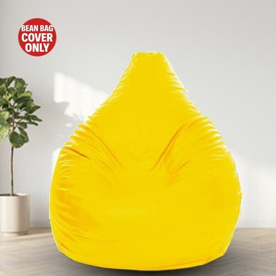 FurniGully XXL Tear Drop Bean Bag Cover  (Without Beans)(Yellow)