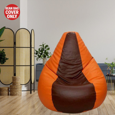LAXIKON XXL Tear Drop Bean Bag Cover  (Without Beans)(Orange, Brown)