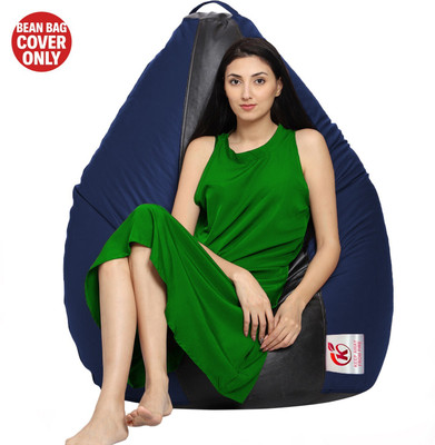 AVVANTO XXL Tear Drop Bean Bag Cover  (Without Beans)(Black, Blue)