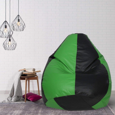 h0use DECoR XXL Tear Drop Bean Bag Cover  (Without Beans)(Green, Black)