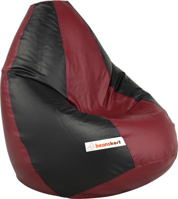 Beanskart XXXL Tear Drop Bean Bag Cover  (Without Beans)(Black, Maroon)