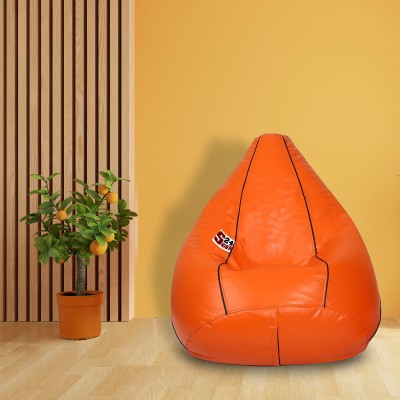 SHIRA 24 XXXL Tear Drop Bean Bag Cover  (Without Beans)(Orange, Black)