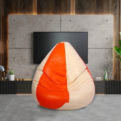 SHIRA 24 XL Tear Drop Bean Bag Cover  (Without Beans)(Clear, Orange)