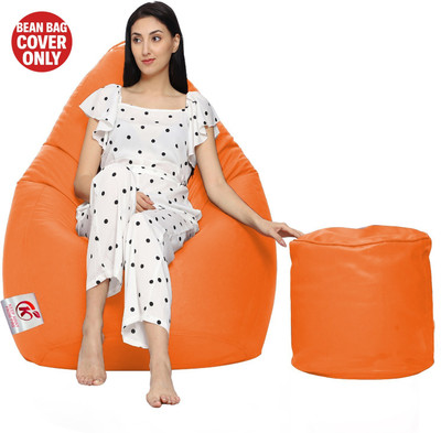 AVVANTO XXL Tear Drop Bean Bag Cover  (Without Beans)(Orange)