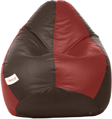 Sattva XXL Black & Tan Teardrop Bean Bag  With Bean Filling(Black, Tan)