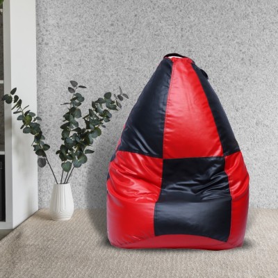 SHIRA 24 XXXL Tear Drop Bean Bag Cover  (Without Beans)(Black, Red)