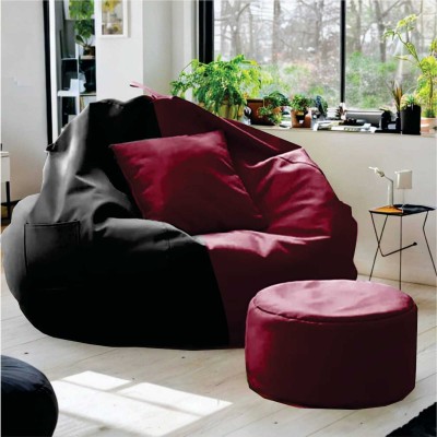 SHIRA 24 4XL Tear Drop Bean Bag Cover  (Without Beans)(Maroon, Black)