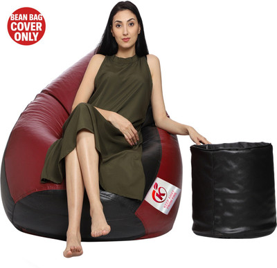 AVVANTO XXL Tear Drop Bean Bag Cover  (Without Beans)(Black, Maroon)