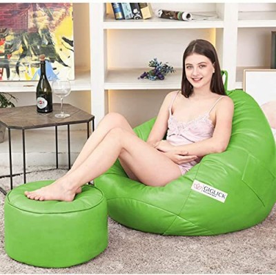 GIGLICK 4XL Tear Drop Bean Bag Cover  (Without Beans)(Green)