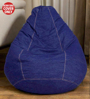 Bhailu Art XXL Pouffe Bean Bag Cover  (Without Beans)(Blue)