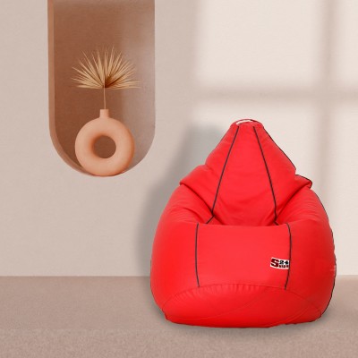 SHIRA 24 XXXL Red with Black Piping Teardrop Bean Bag  With Bean Filling(Red, Black)